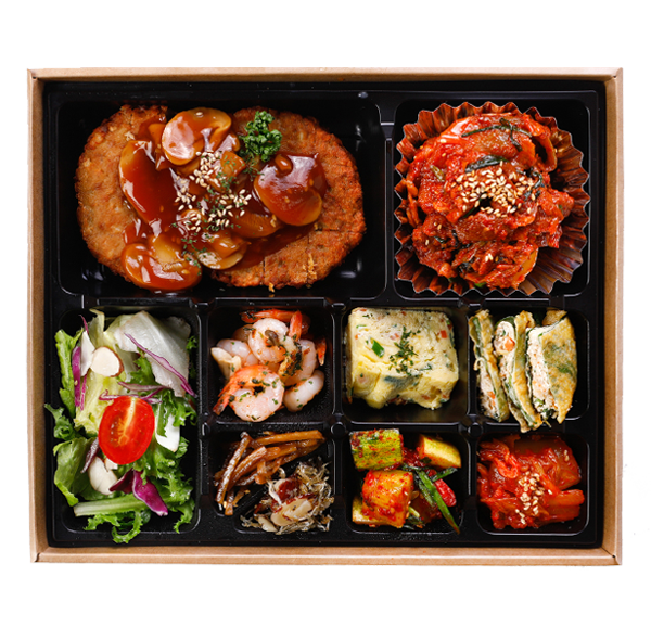 [4단계] 함박+김치제육 정식+후식과일